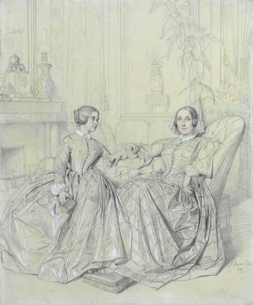 Comtesse Charles dAgoult, née Marie dAgoult, and her daughter Claire dAgoult av Jean Auguste Dominique Ingres