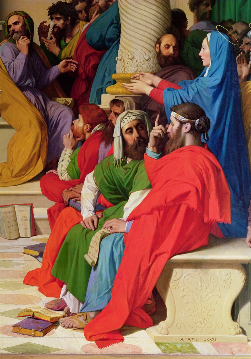 Jesus Among the Doctors, detalj om läkarna och Jungfru Maria, 1862 av Jean Auguste Dominique Ingres