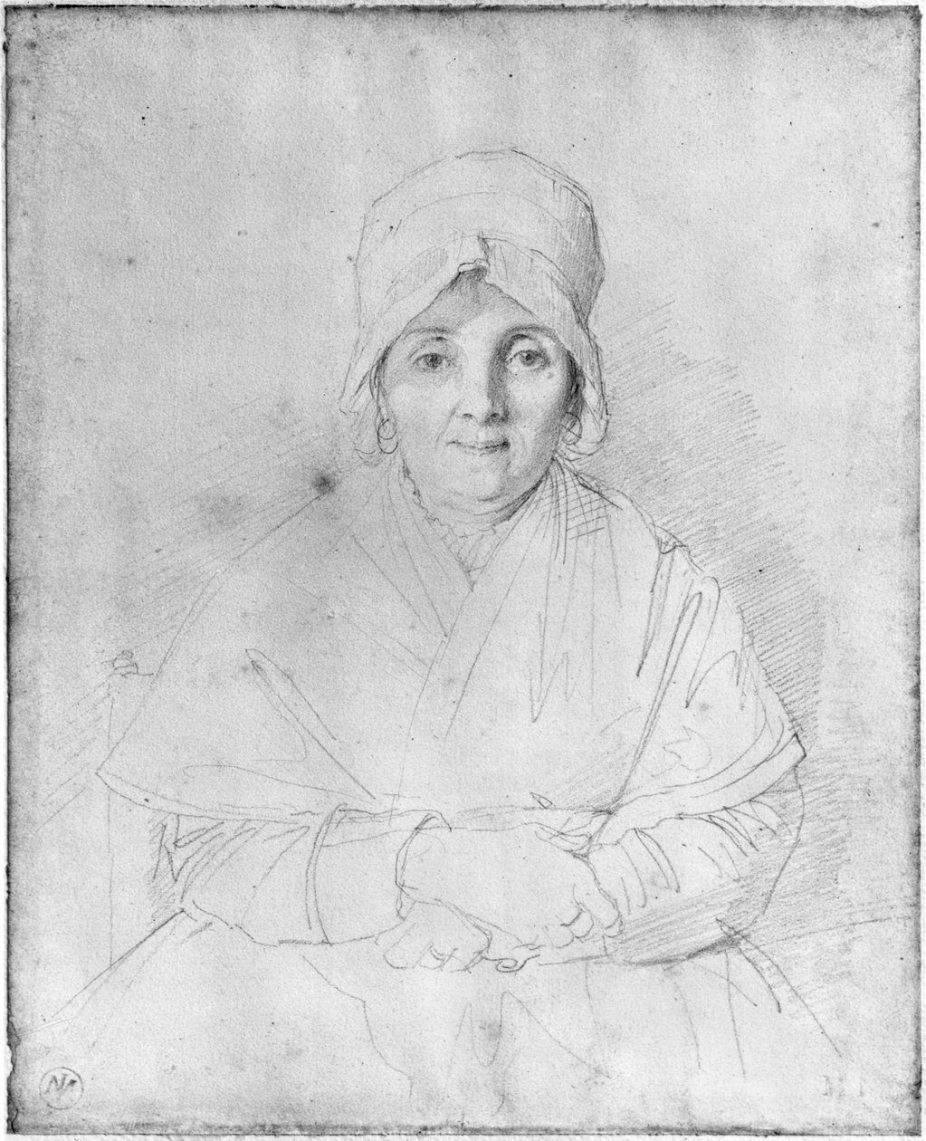 Madame Ingres Mere (1758-1817) 1814 (grafit på papper) av Jean Auguste Dominique Ingres