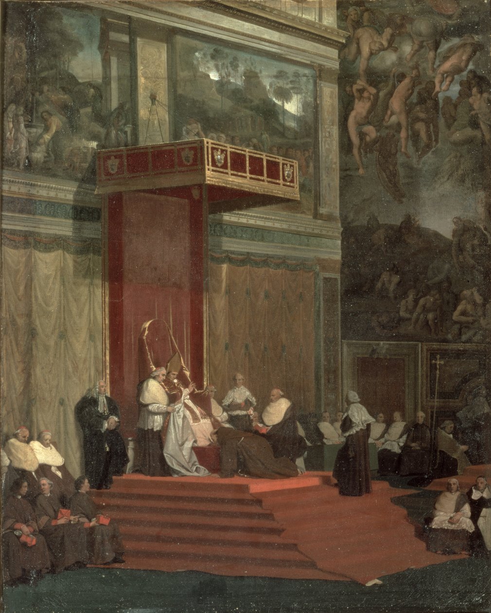 Påven Pius VII (Luigi Barnaba Chiaramonti) (1742-1823) i kapell, 1820 av Jean Auguste Dominique Ingres