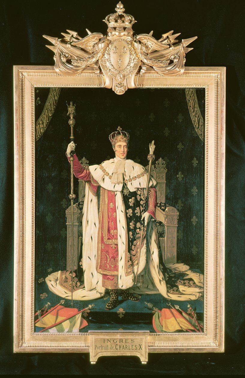 Porträtt av Karl X (1757-1836) i kröningsdräkt, 1829 av Jean Auguste Dominique Ingres