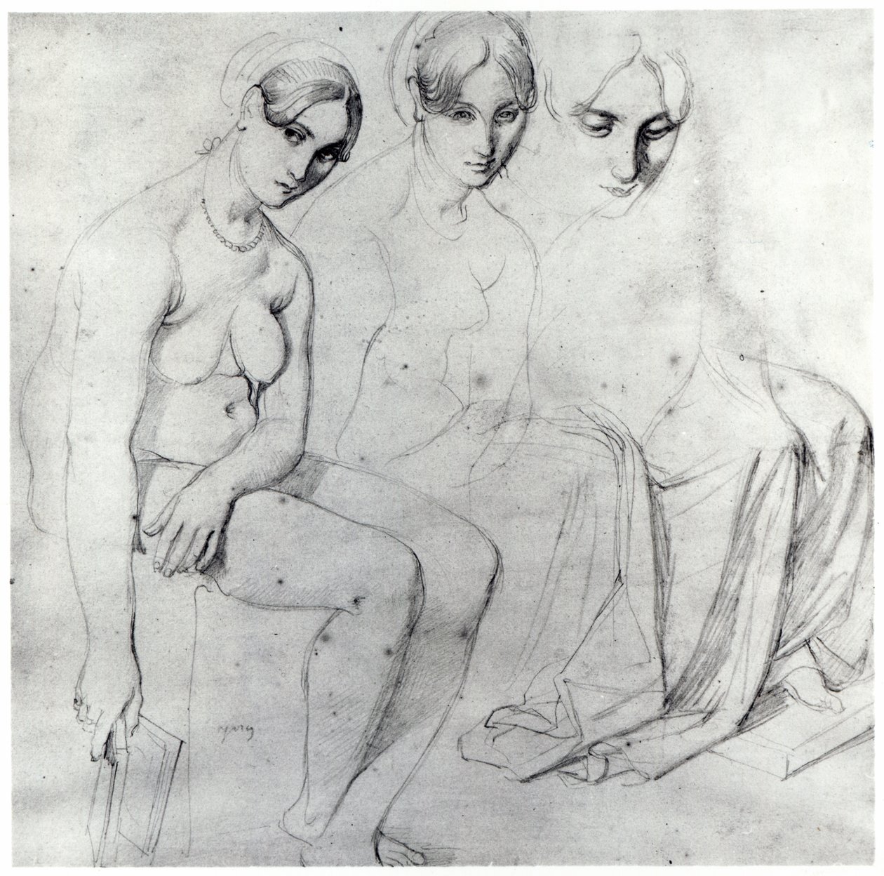 Studera för Francesca da Rimini av Jean Auguste Dominique Ingres