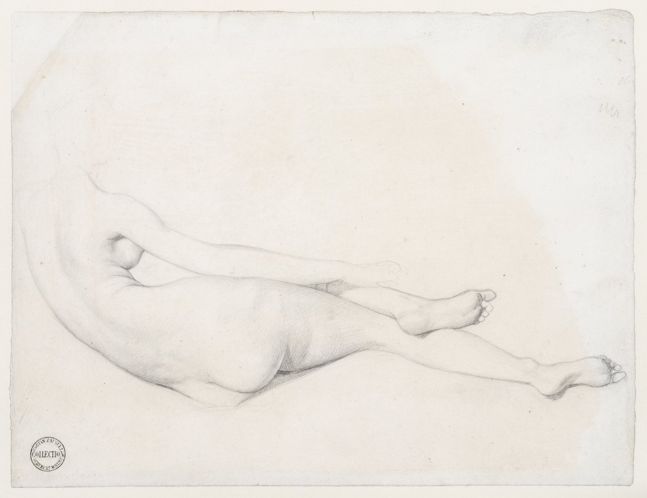 Studie för La Grande Odalisque, 1814 (grafit på vävt papper) av Jean Auguste Dominique Ingres