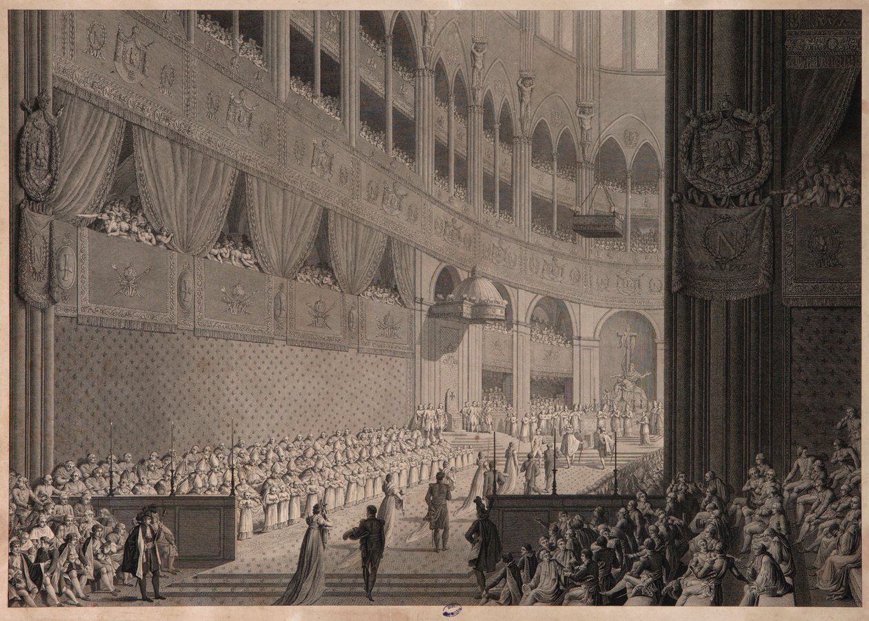 Kröningen av Napoleon I, ca 1805 av Jean Baptiste and Fontaine, Pierre Francois Leonard Isabey