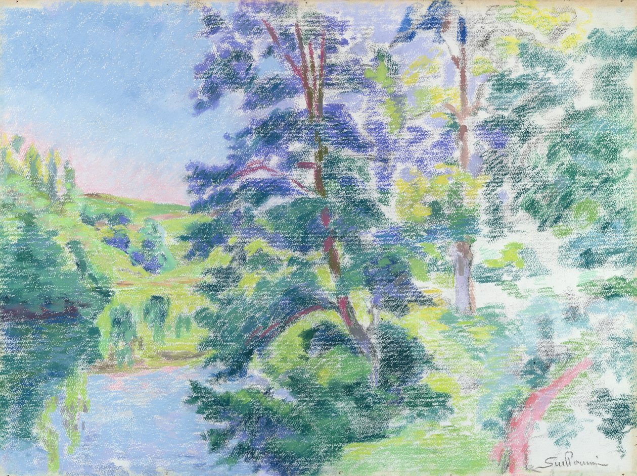 Landskap (pastell på papper) av Jean Baptiste Armand Guillaumin