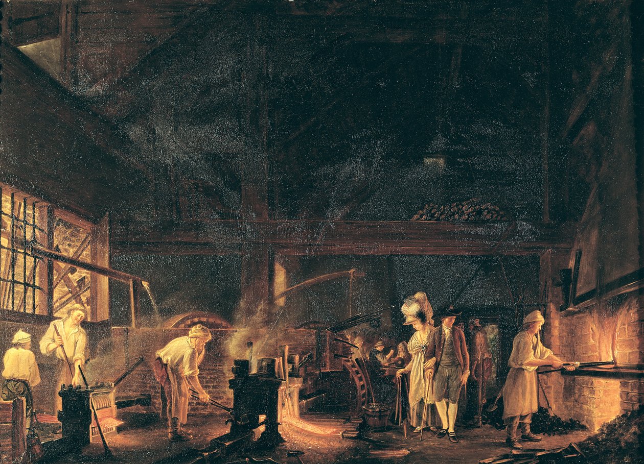 Interiör av en smedja, 1771 av Jean Baptiste Bernard Coclers