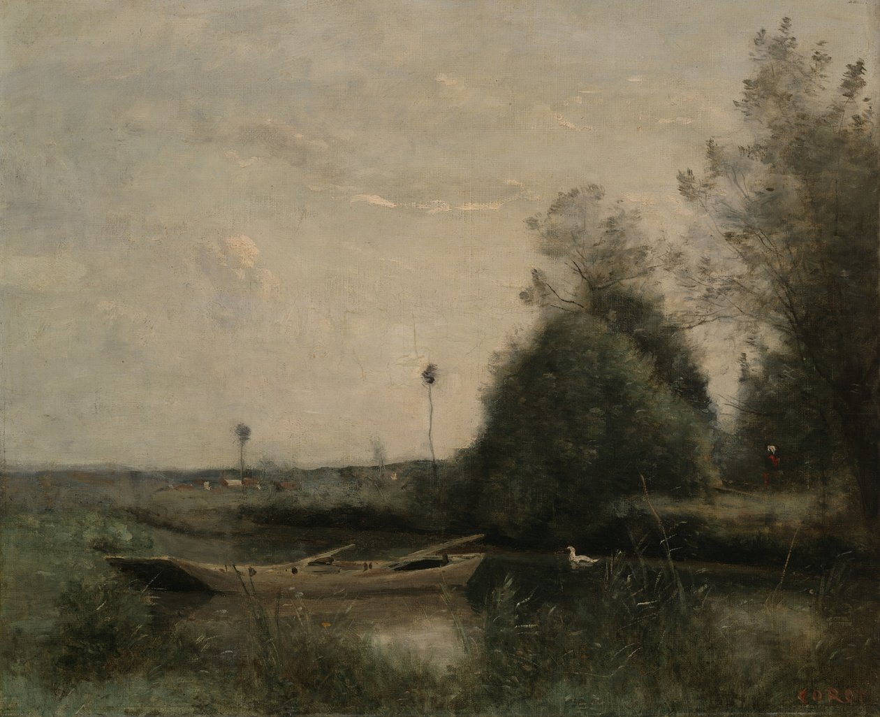 En damm i Mortain, ca 1860-70 av Jean-Baptiste-Camille Corot