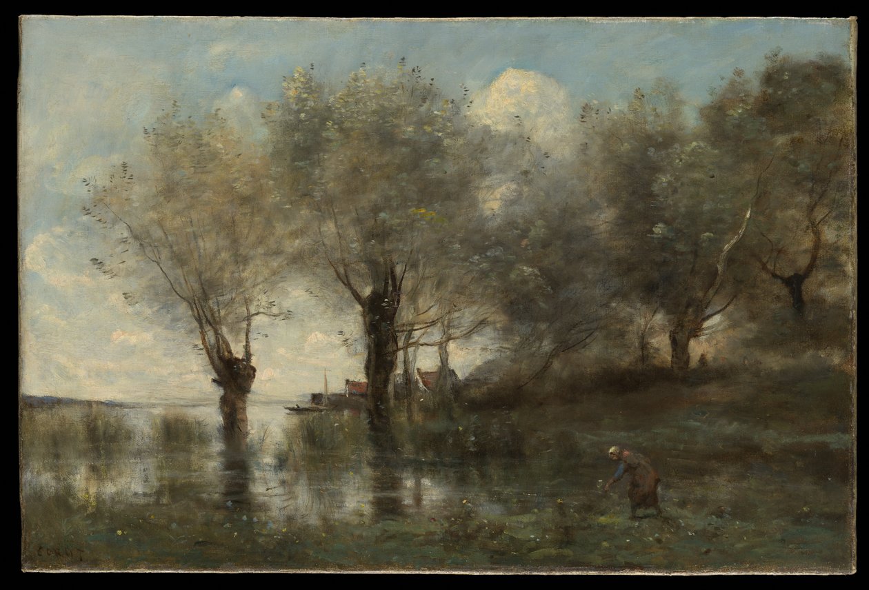En damm i Picardie av Jean Baptiste Camille Corot