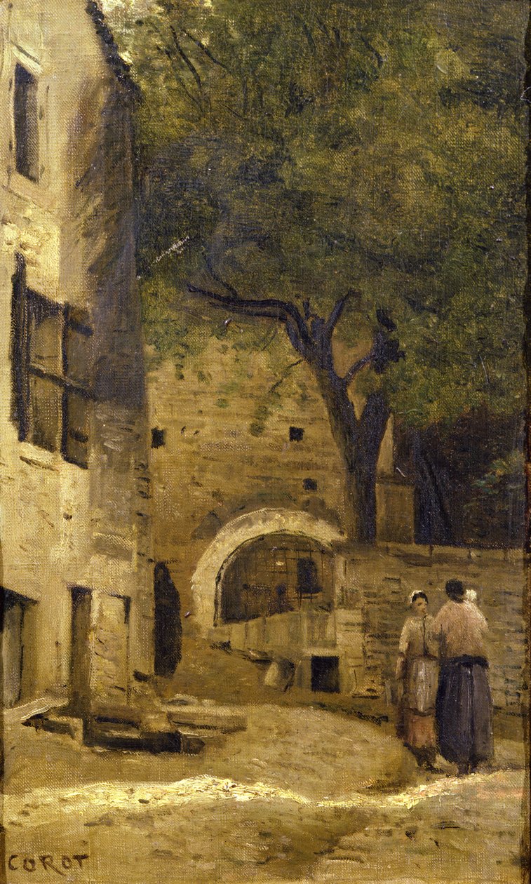 En byscen av Jean Baptiste Camille Corot