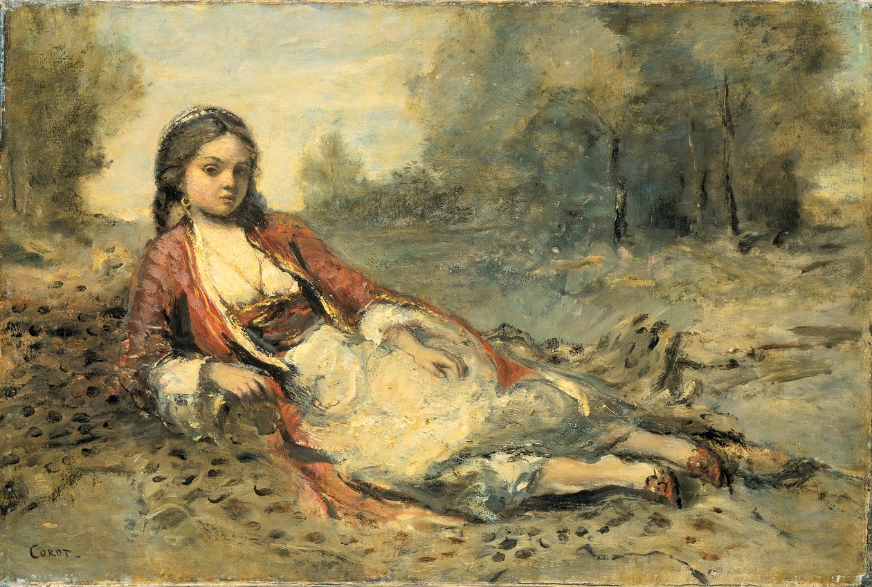 Algérienne av Jean Baptiste Camille Corot