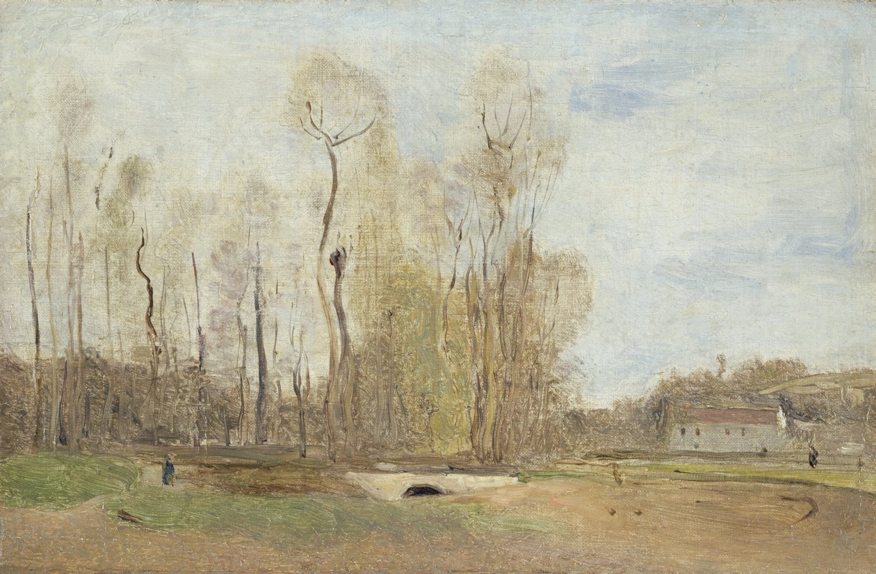 Auvers-sur-Oise: Daubignys damm, ca 1855 (olja på papper på duk) av Jean Baptiste Camille Corot