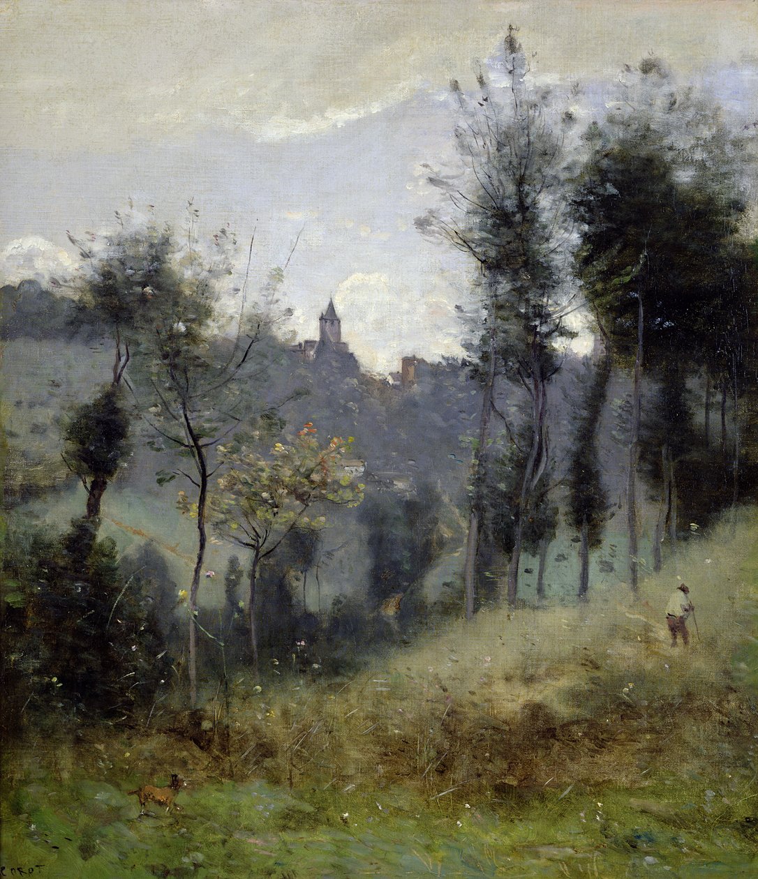 Canteleu nær Rouen swed av Jean Baptiste Camille Corot
