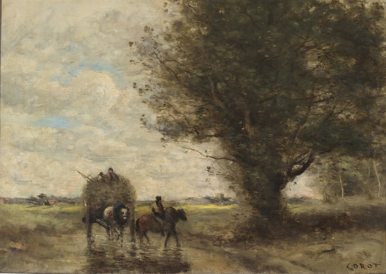 Charette à foin av Jean Baptiste Camille Corot