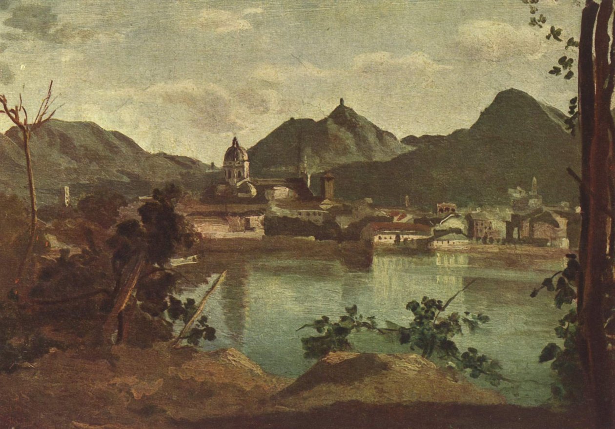 Como and Lake Como av Jean Baptiste Camille Corot