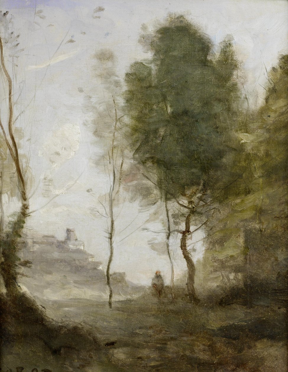 Etude de Paysage- Souvenir dItalie  av Jean Baptiste Camille Corot