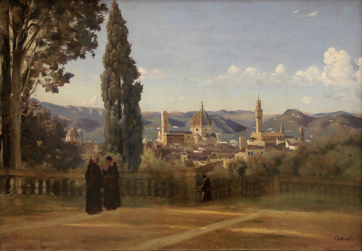 Florence. Vue prise des jardins Boboli av Jean Baptiste Camille Corot