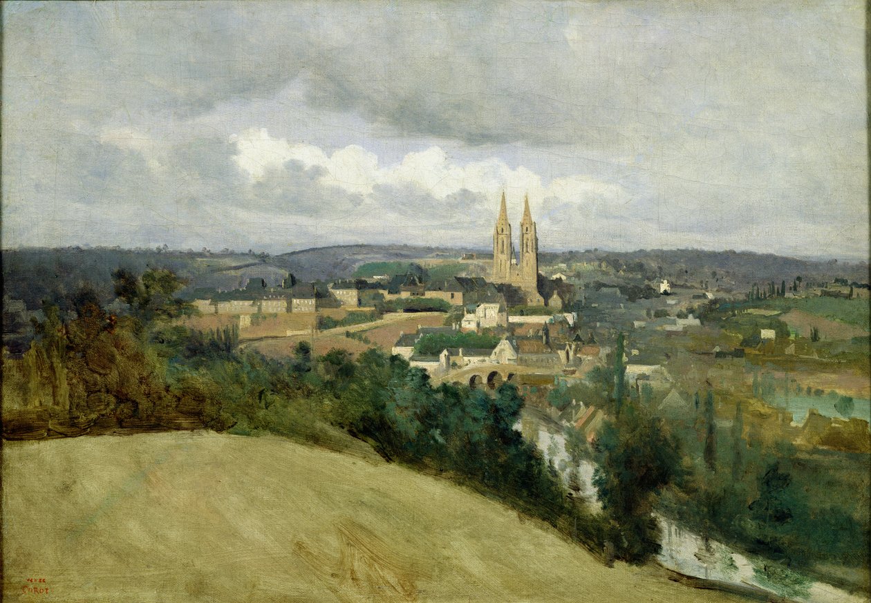Översikt över staden Saint-Lo, c.1833 av Jean Baptiste Camille Corot
