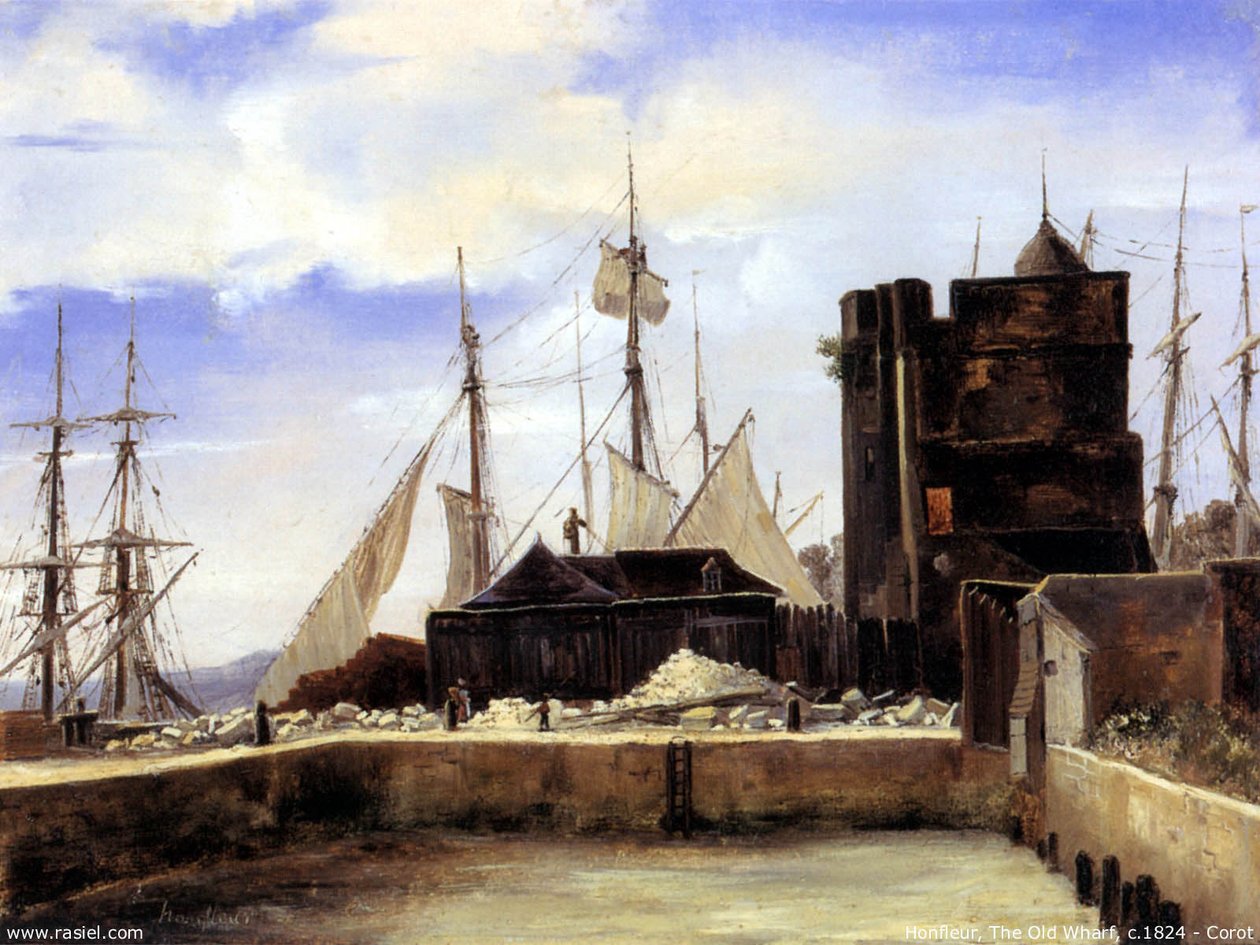 Honfleur, the old port av Jean Baptiste Camille Corot