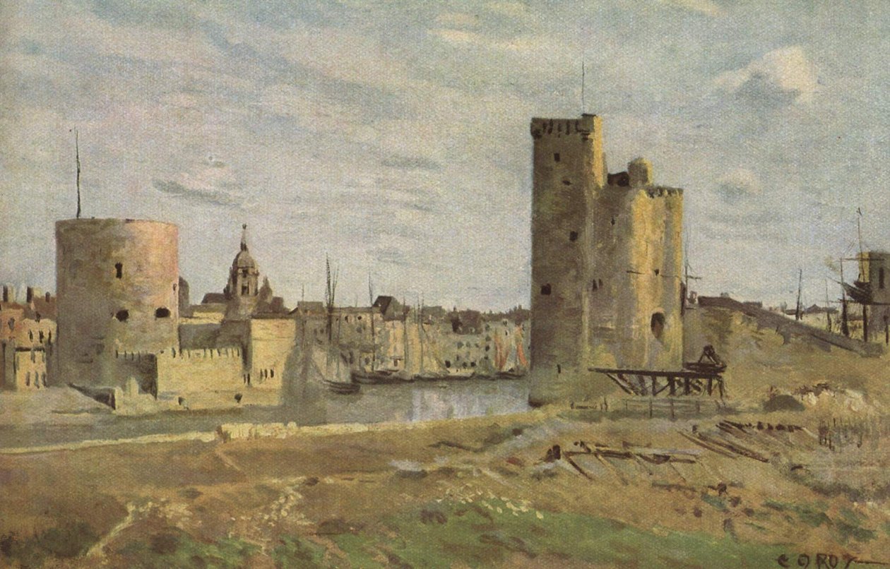 La Rochelle, The Harbour Entrance av Jean Baptiste Camille Corot