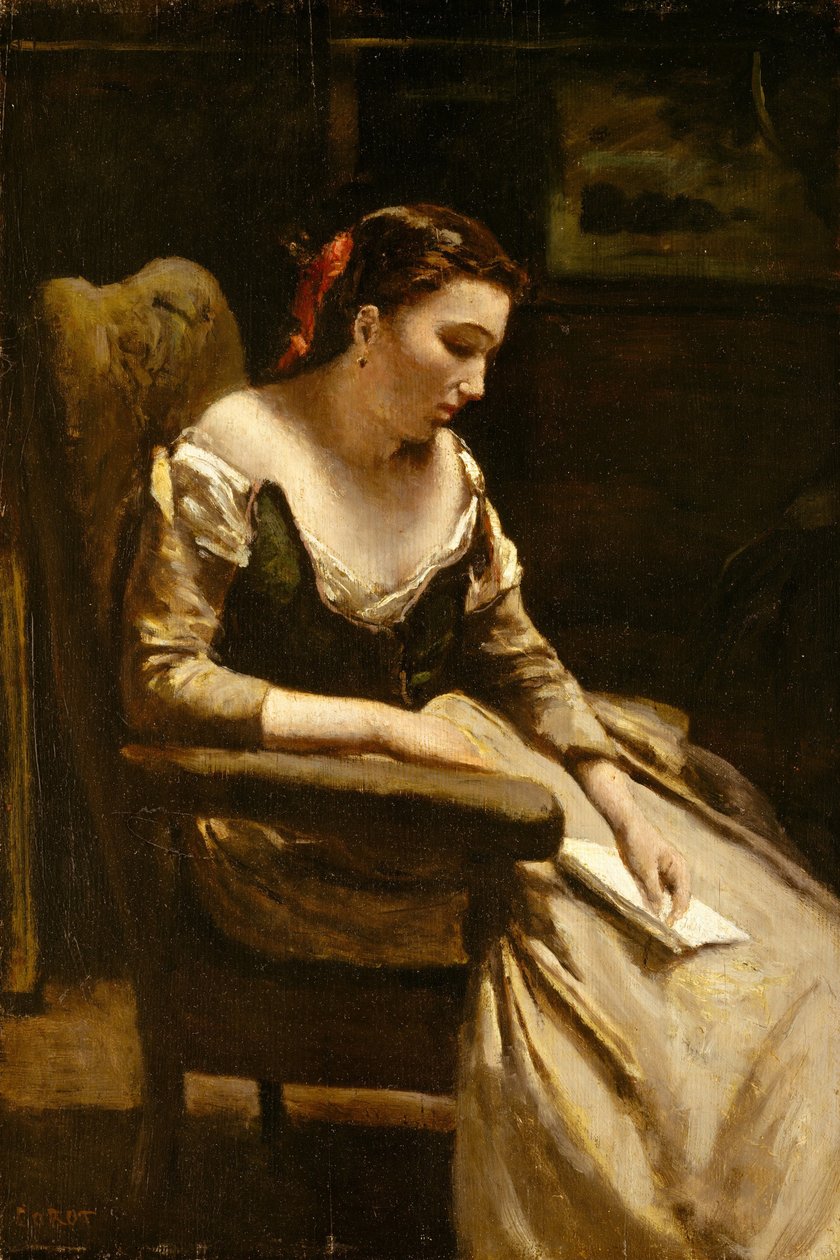 La lettre av Jean Baptiste Camille Corot