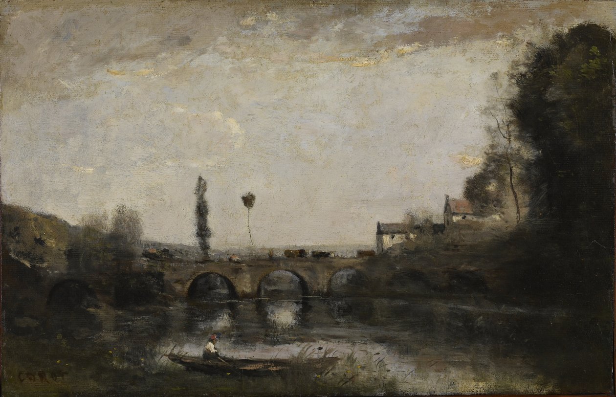 Landscape with Bridge av Jean Baptiste Camille Corot