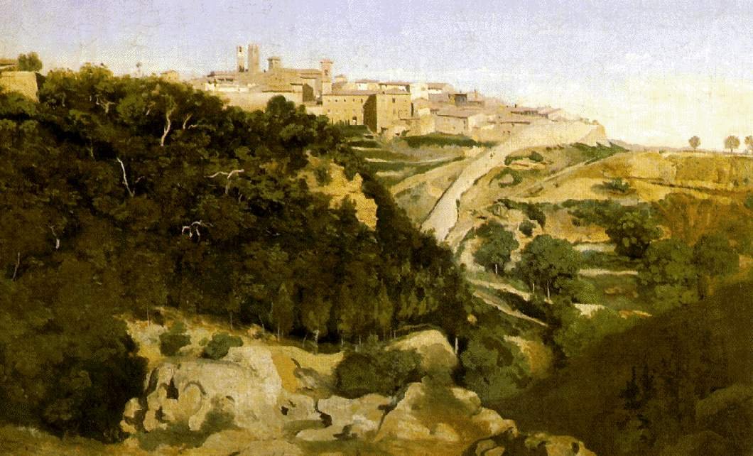 Landschaft mit Stadt av Jean Baptiste Camille Corot