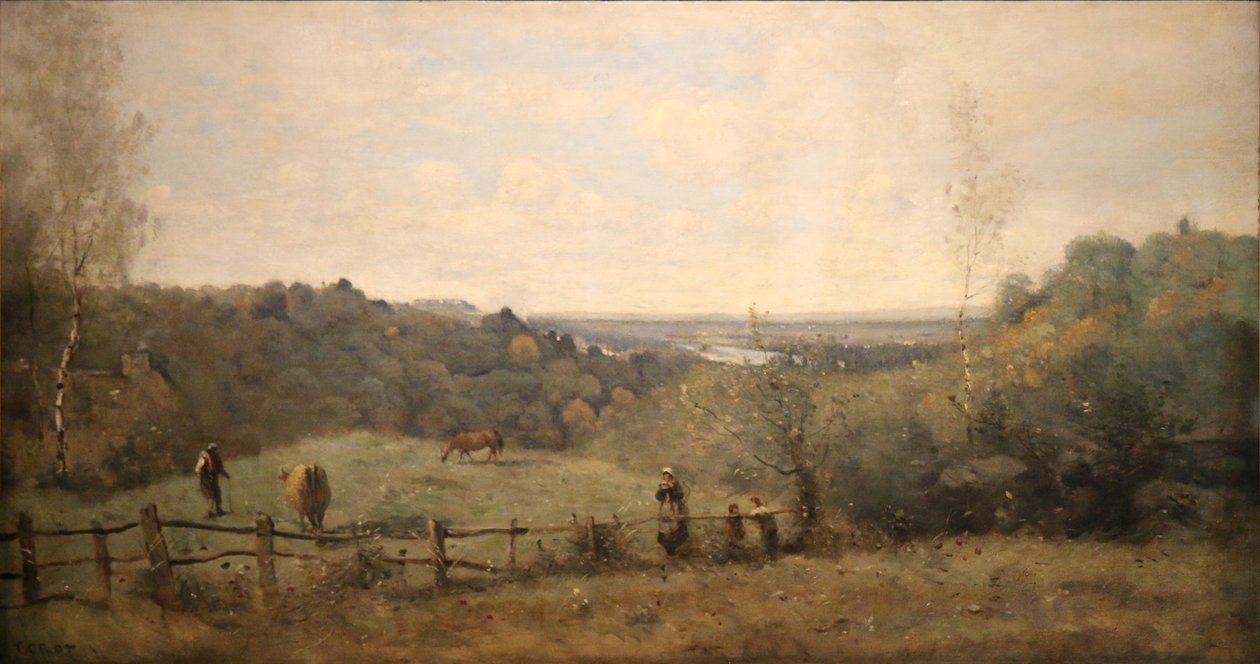 Les hauteurs de Sèvres. Pâture close av Jean Baptiste Camille Corot