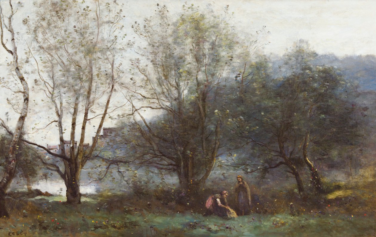 Avray stadsdammar av Jean Baptiste Camille Corot