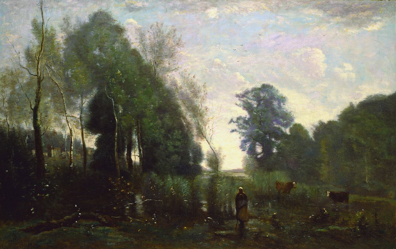 Dimmig morgon, ca 1865 av Jean Baptiste Camille Corot