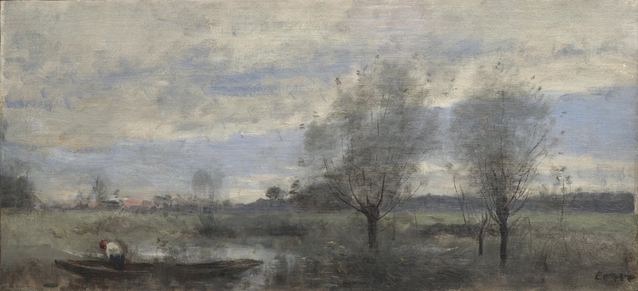 Palluel, Boater in the Marshes   av Jean Baptiste Camille Corot