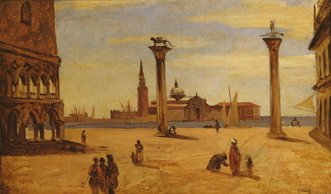 Piazzetta di San Marco, Venedig, 1828-34 av Jean Baptiste Camille Corot