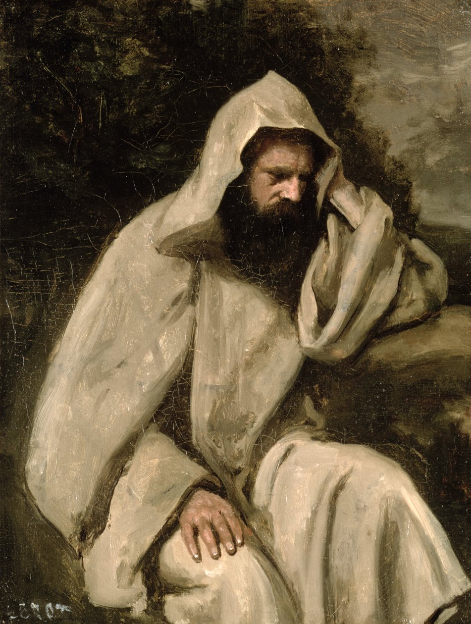 Porträtt av en munk, ca 1840-45 av Jean Baptiste Camille Corot
