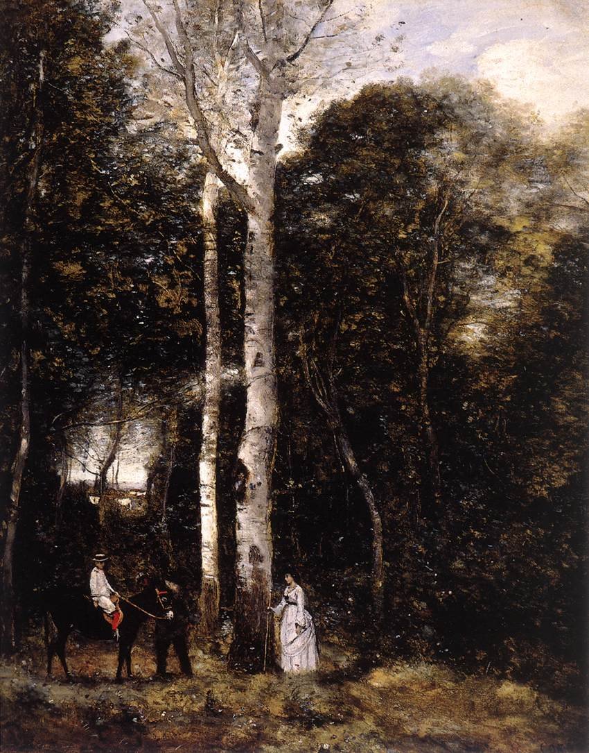 Promenade in the Parc des Lions at Port-Marly av Jean Baptiste Camille Corot