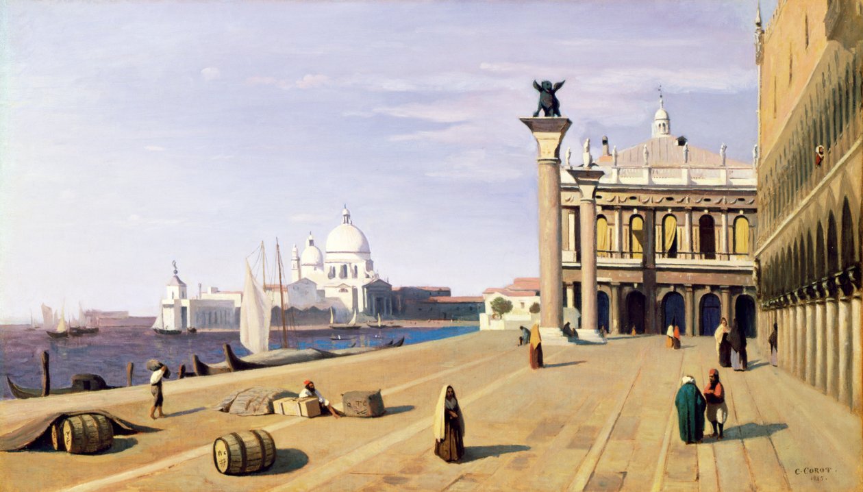 Riva degli Schiavone, Venedig, 1845 av Jean Baptiste Camille Corot