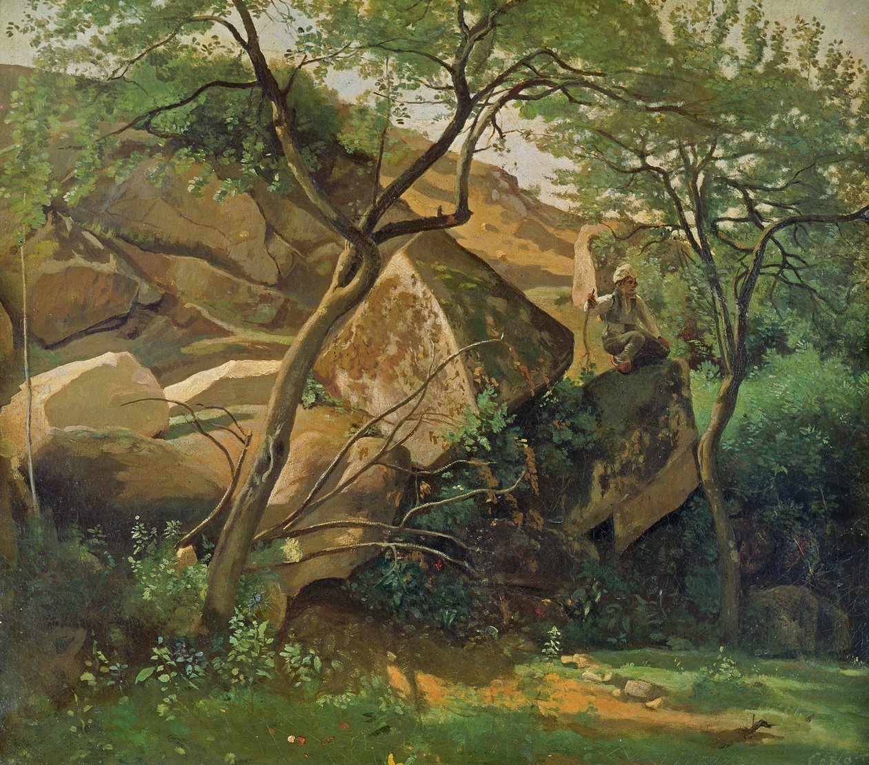 Klipporna vid Fontainebleau, 1842 av Jean Baptiste Camille Corot