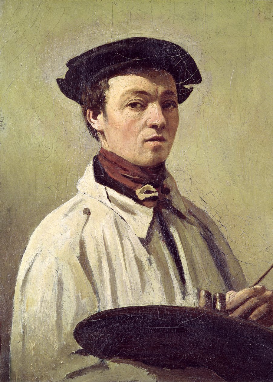 Självporträtt, ca 1840 av Jean Baptiste Camille Corot