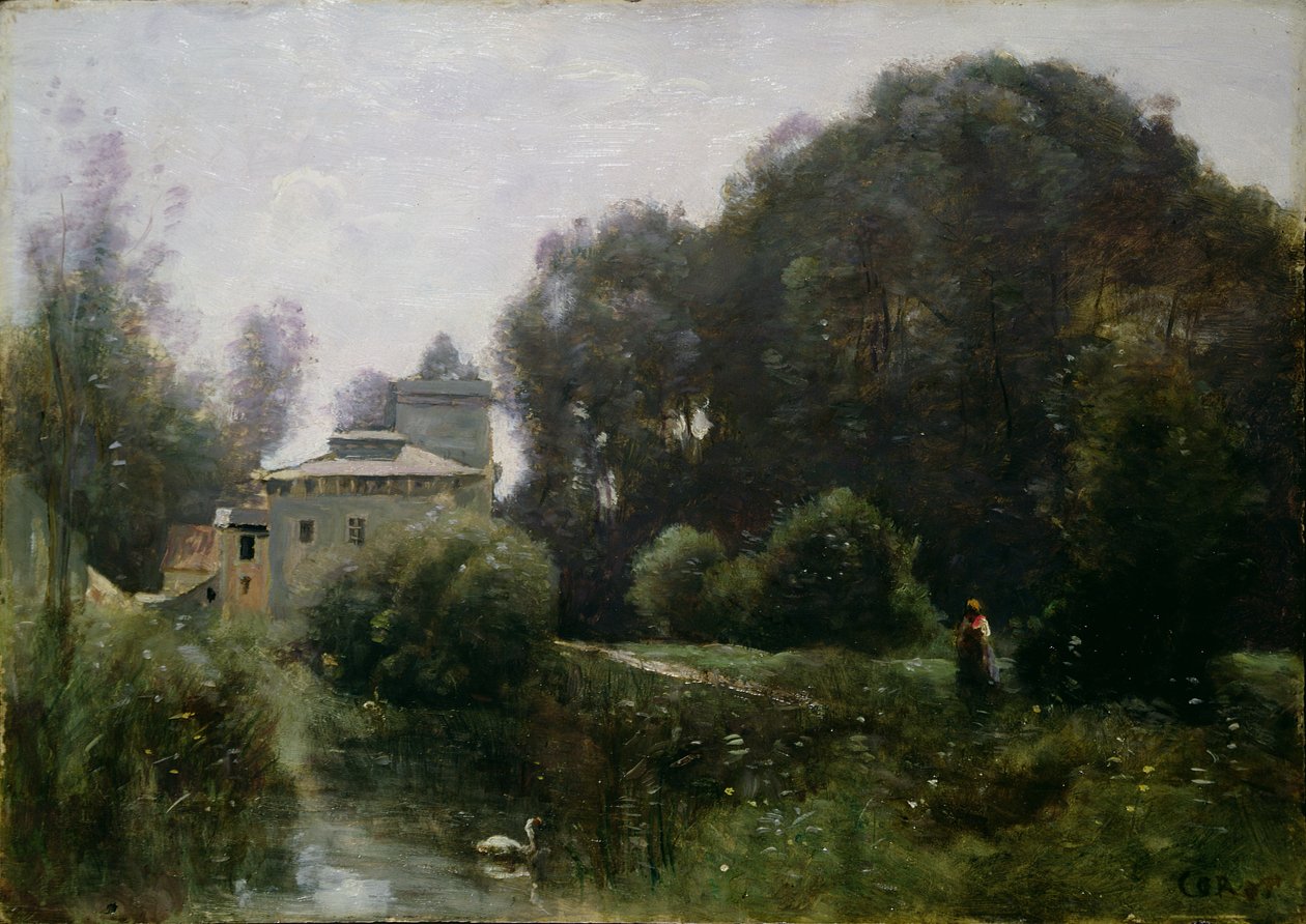 Souvenir från Villa Borghese, 1855 (panel) av Jean Baptiste Camille Corot