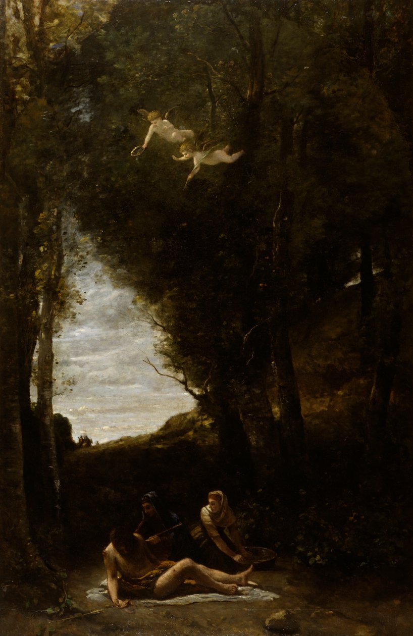 St Sebastian Succoured by Holy Women av Jean Baptiste Camille Corot