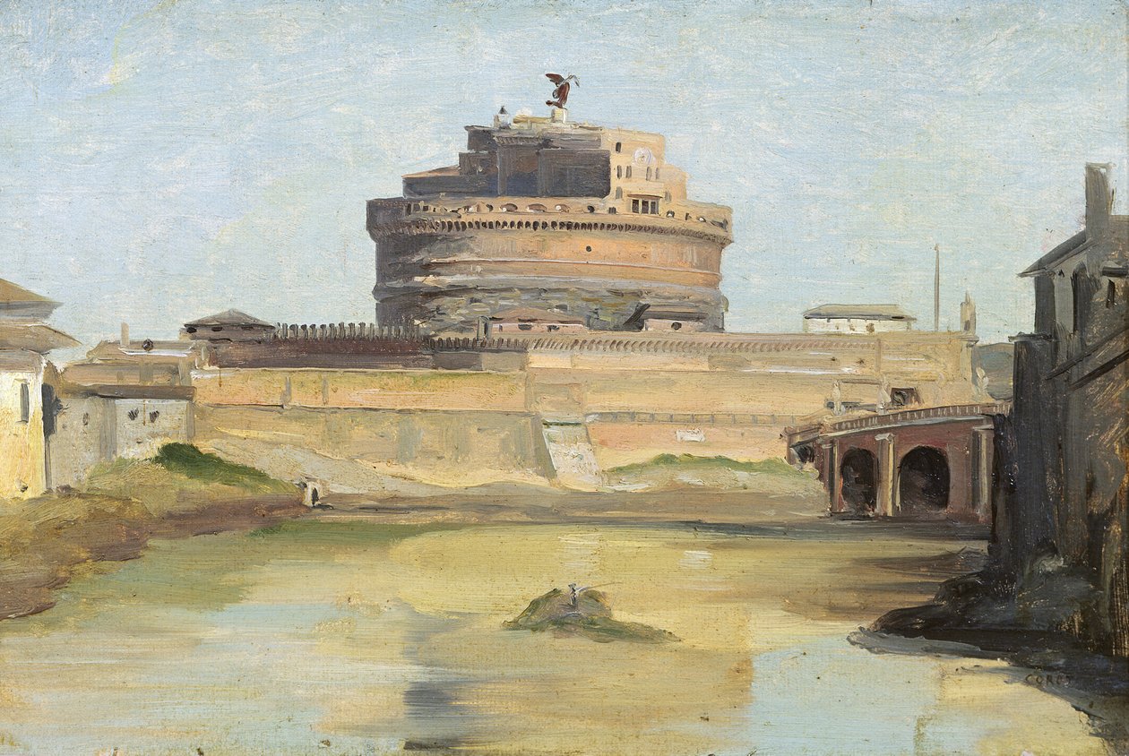 Slottet St. Angelo, Rom av Jean Baptiste Camille Corot
