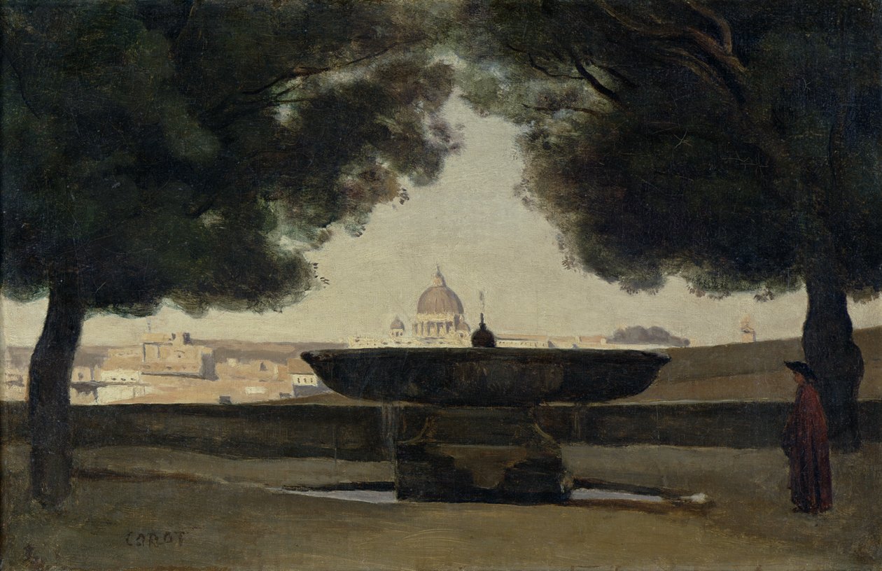 Fontænen til det franske akademi i Rom, 1826-27 swed av Jean Baptiste Camille Corot