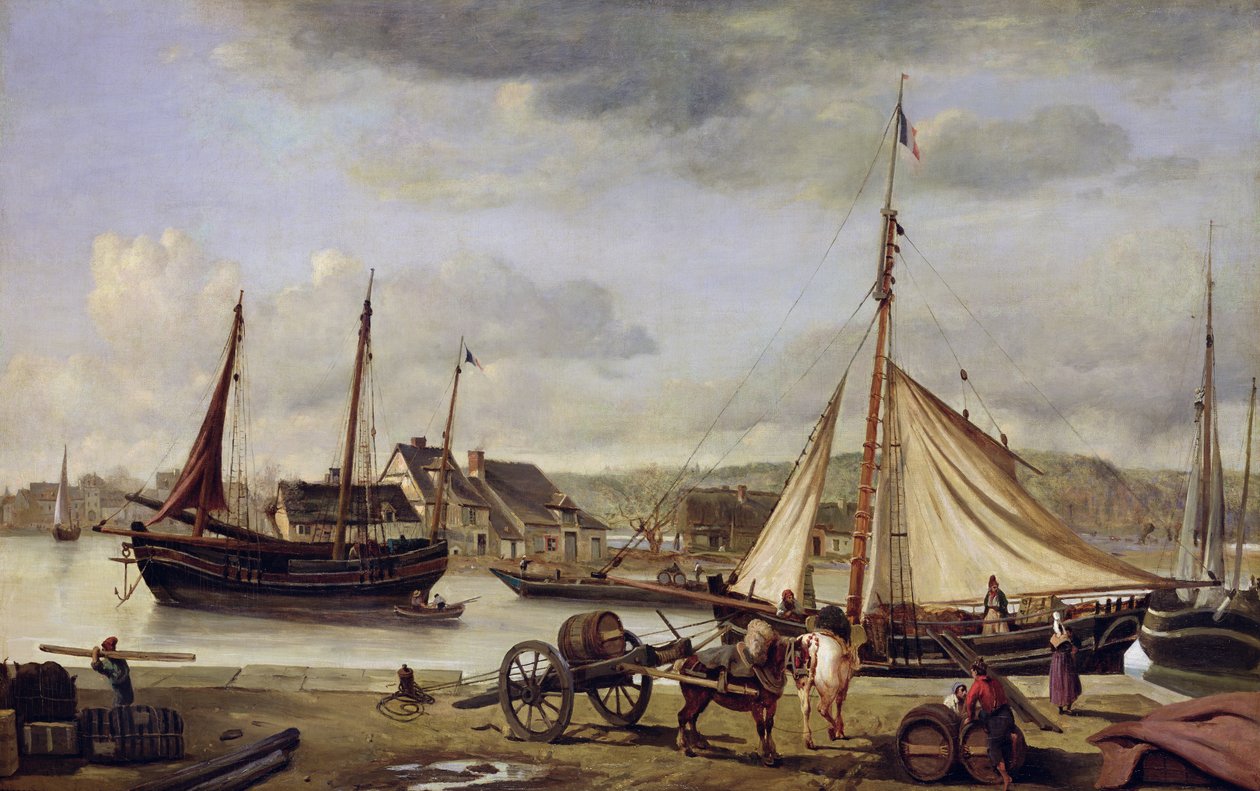 Köpmannens kaj i Rouen, 1834 av Jean Baptiste Camille Corot
