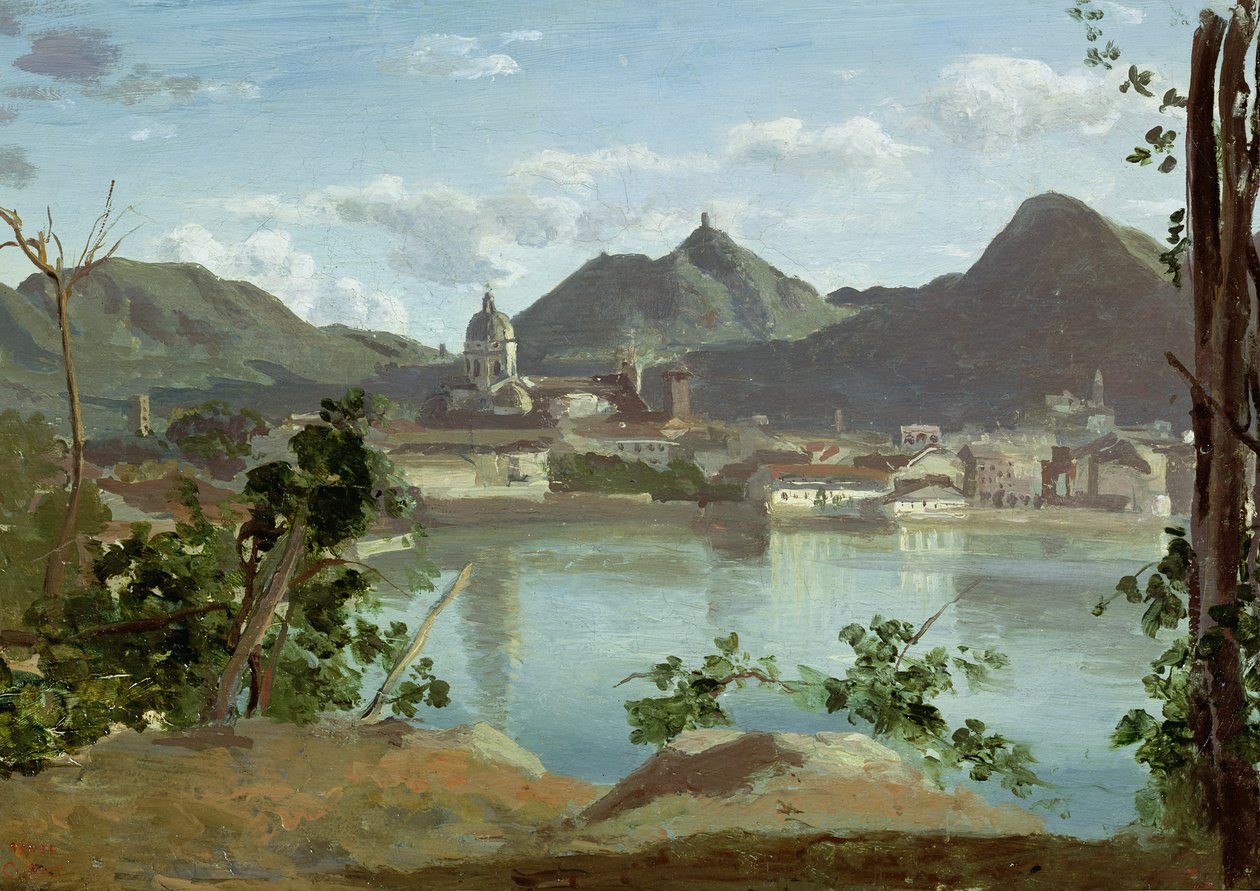 Staden och Comosjön, 1834 av Jean Baptiste Camille Corot