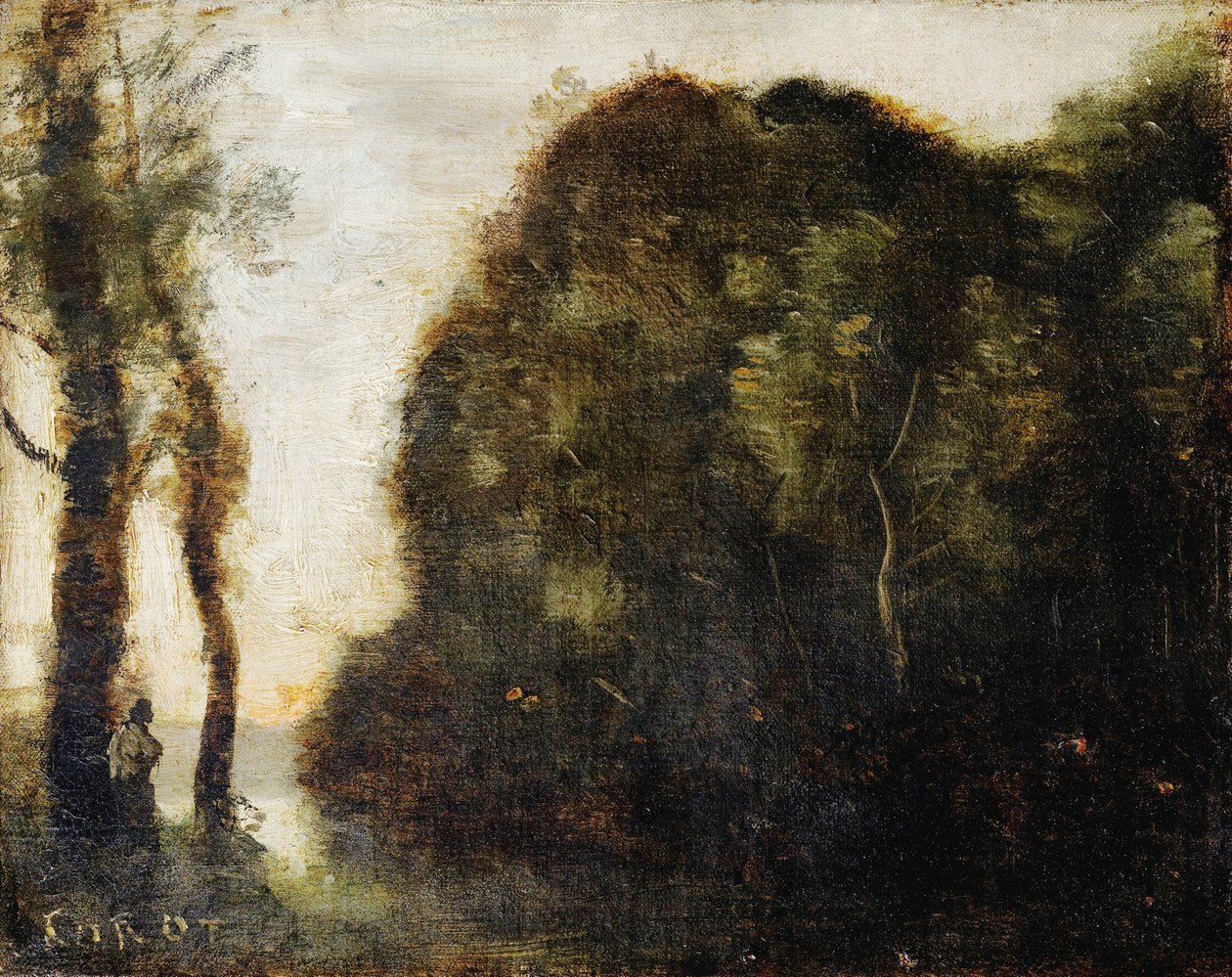 Träd vid solnedgången av Jean Baptiste Camille Corot