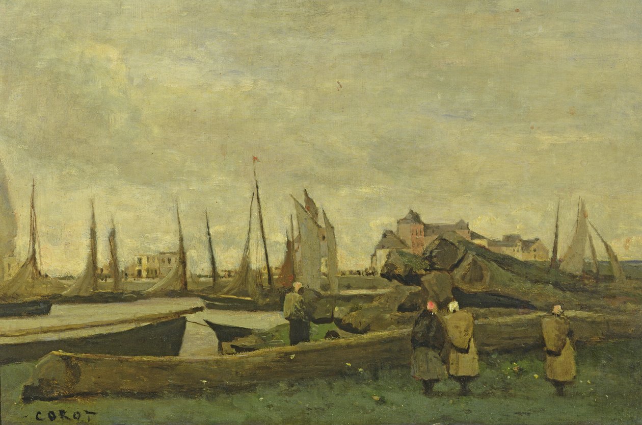 Rapport - A Quay, c.1855-65 av Jean Baptiste Camille Corot