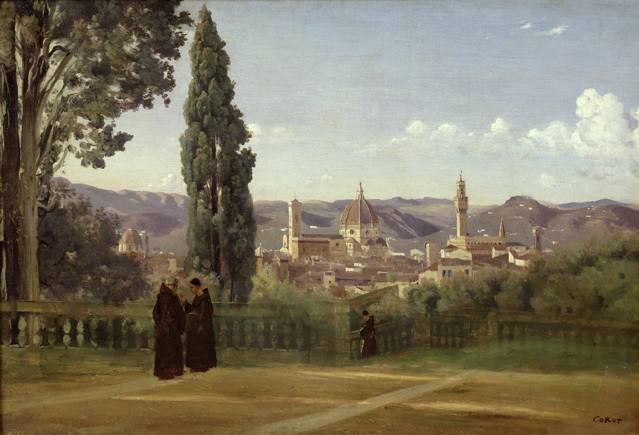 Utsikt över Florens från Boboli-trädgården, c.1834-36 av Jean Baptiste Camille Corot