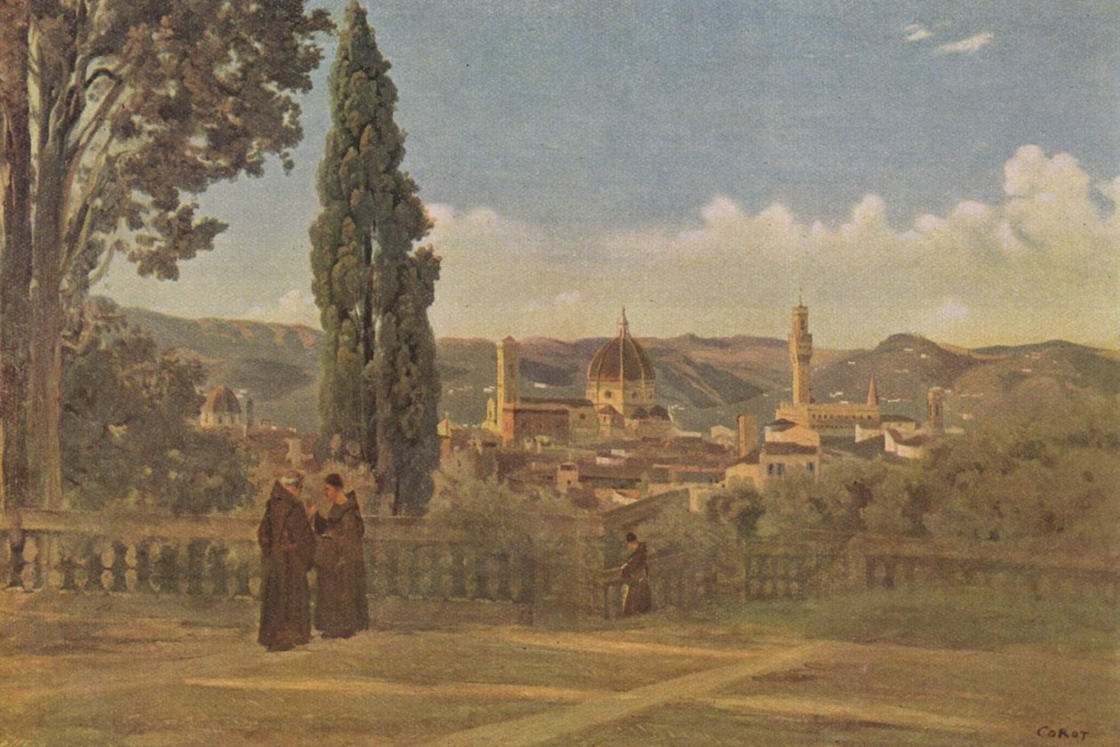 Vue de Florence depuis le jardin de Boboli av Jean Baptiste Camille Corot