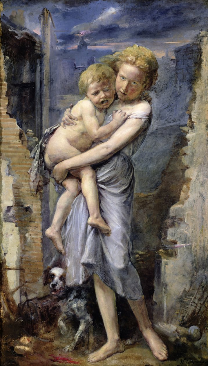 Bror och syster, två föräldralösa barn från belägringen av Paris 1870-71 av Jean Baptiste Carpeaux