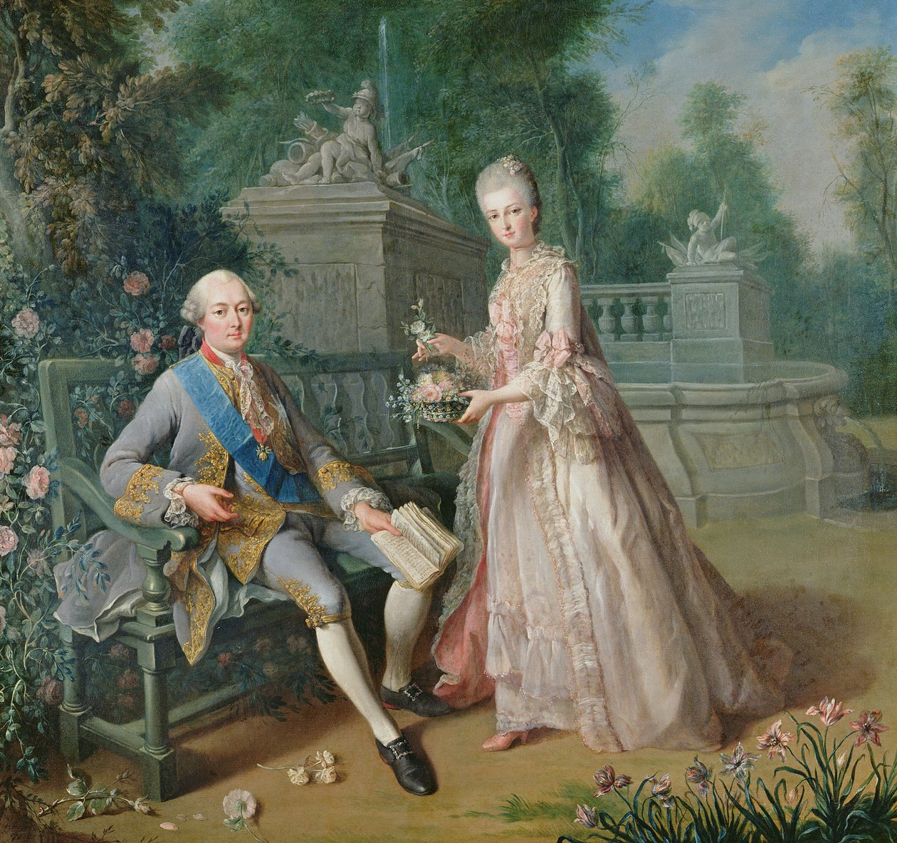Louis Jean Marie de Bourbon, Duc de Penthievre med sin dotter, Louise-Marie Adelaide av Jean Baptiste Charpentier