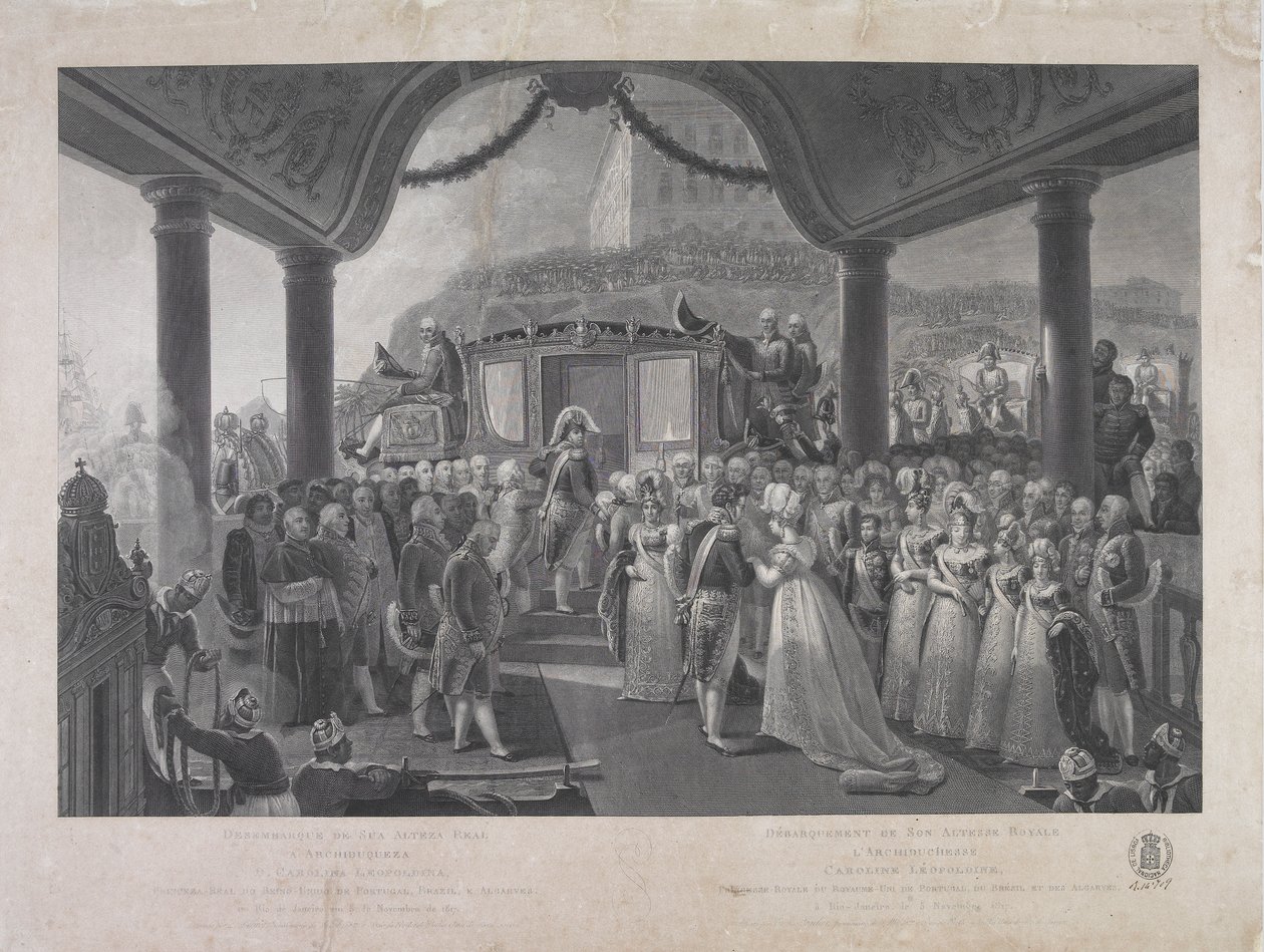 Landning av ärkehertiginnan D. Carolina Leopoldina, prinsessan Royal i Storbritannien, Portugal, Brasilien och Algarves, i Rio de Janeiro den 5 november 1817 av Jean Baptiste Debret
