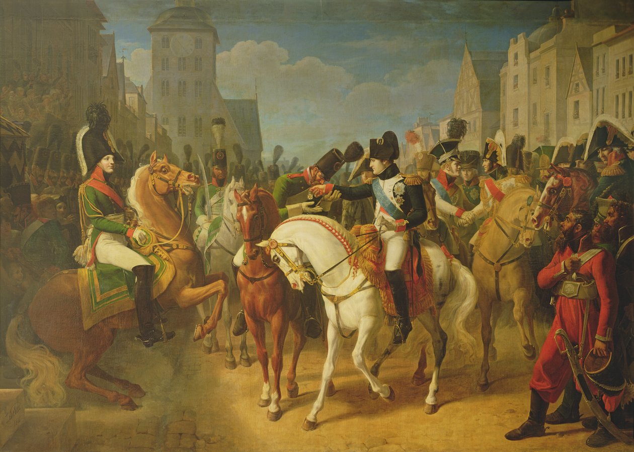 Napoleon Bonaparte (1769-1821) dekorerar grenadjären Lazareff i Tilsit, 8 juli 1807 av Jean Baptiste Debret